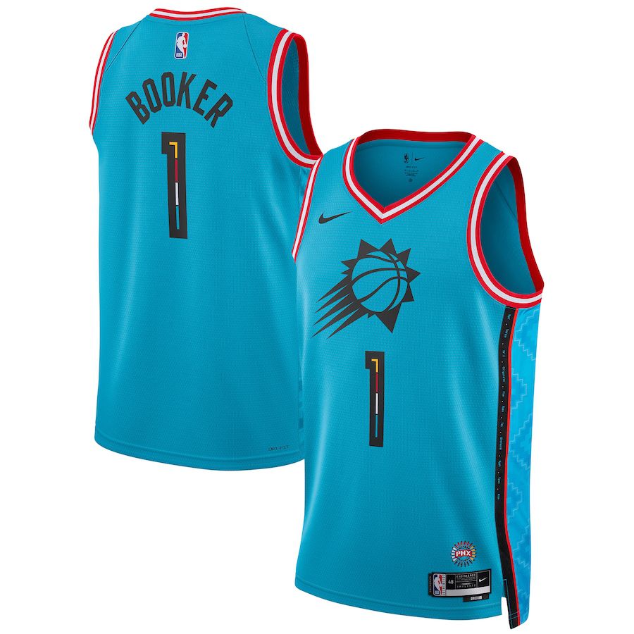 Men Phoenix Suns 1 Devin Booker Nike Turquoise City Edition 2022-23 Swingman NBA Jersey